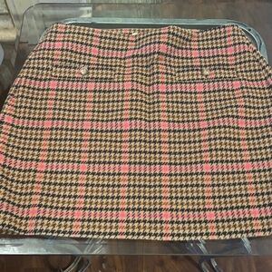 LOFT Plaid Mini Skirt in Pink and Tan